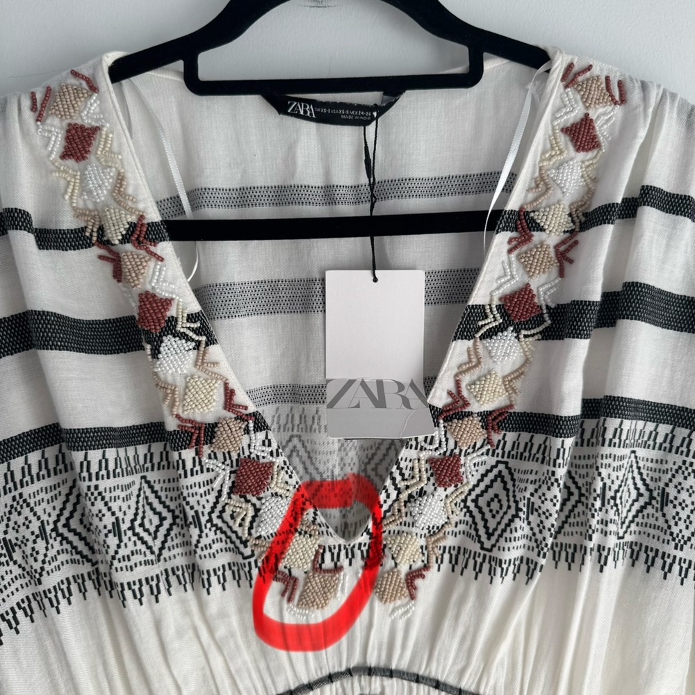 ZARA Limited Edition BEADED KAFTAN DRESS Women’s XS/S NEW bloggers favorite - Picture 12 of 12